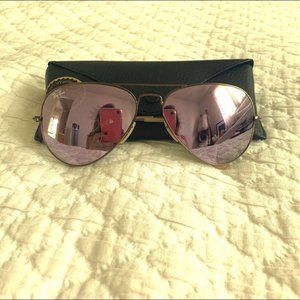 Ray-Ban Lavender Mirrored Aviator Sunglasses
